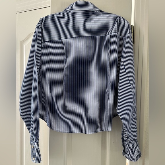 Simkhai Blue and White Striped Button-Up Shirt L - Picture 4 of 5